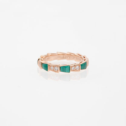 [Royal Top]SERPENTI RING PINK GOLD MALACHITE DIAMOND 3MM