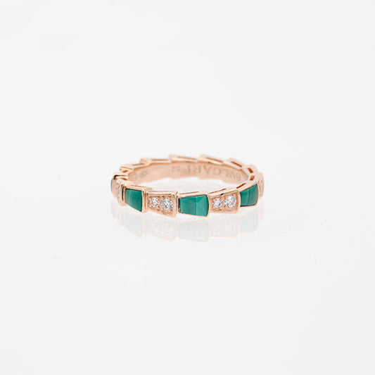 [Royal Top]SERPENTI RING PINK GOLD MALACHITE DIAMOND 3MM
