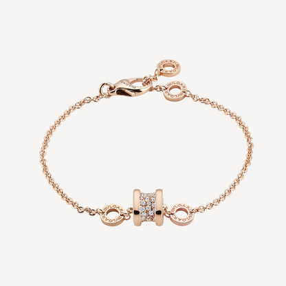 [Royal Top]ZERO 1 SOFT PINK GOLD WITH PAVED DIAMONDS ON THE SPIRAL BRACELET