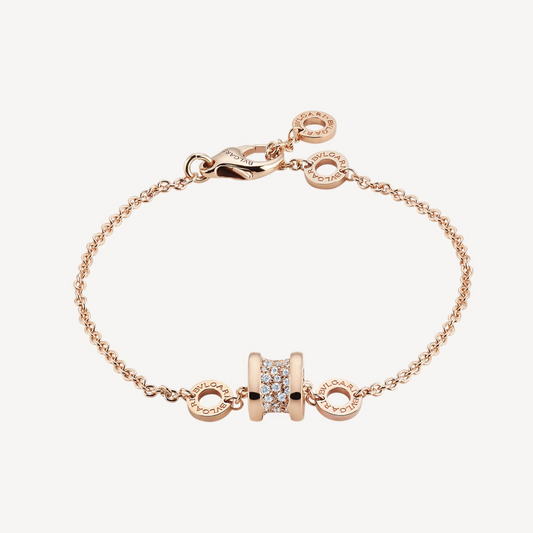 [Royal Top]ZERO 1 SOFT PINK GOLD WITH PAVED DIAMONDS ON THE SPIRAL BRACELET