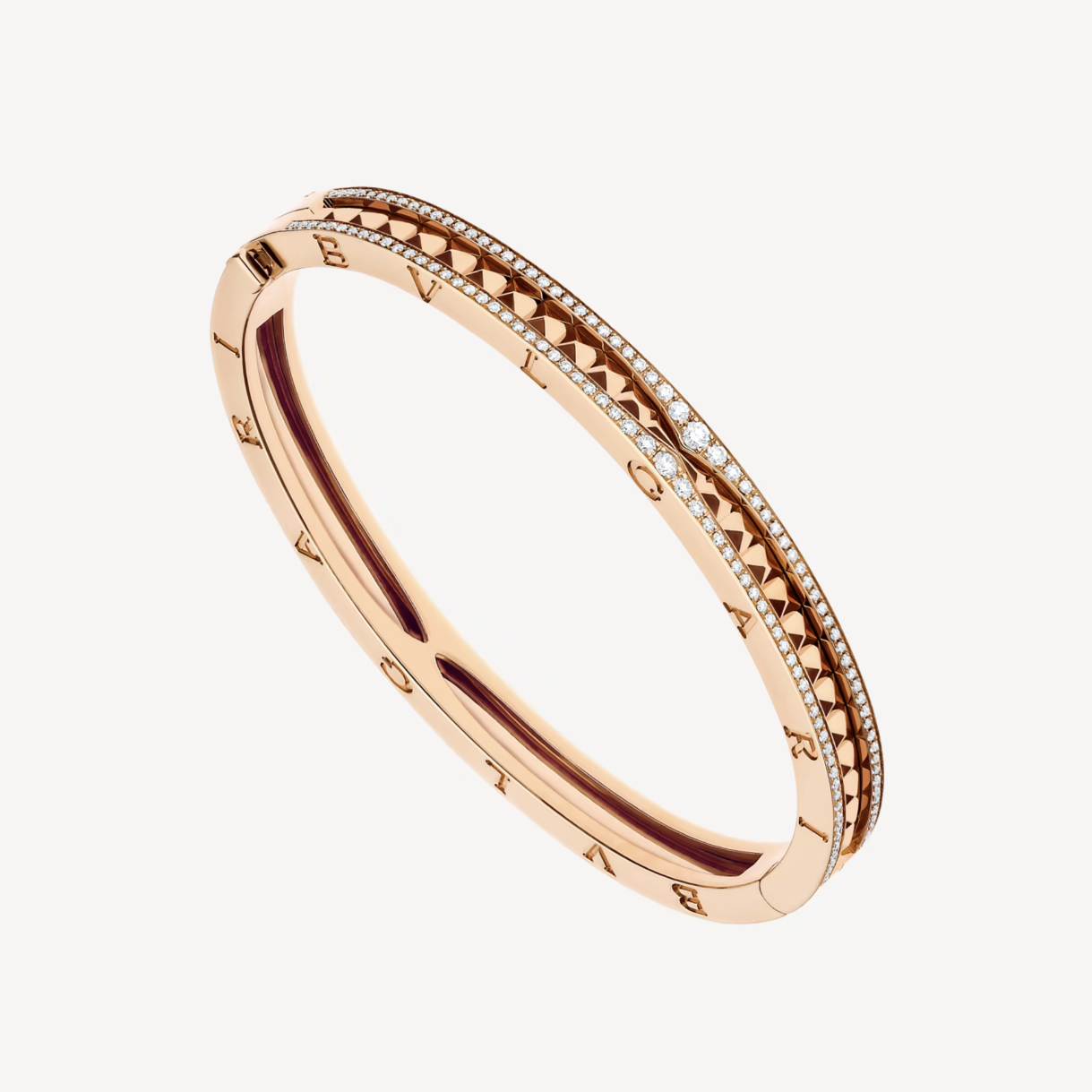 [Royal Top]ZERO 1 SPIRAL AND PAVED DIAMOND PINK GOLD BRACELET