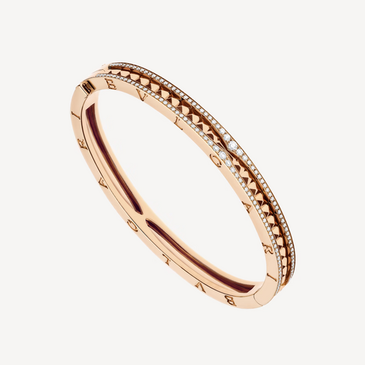 [Royal Top]ZERO 1 SPIRAL AND PAVED DIAMOND PINK GOLD BRACELET