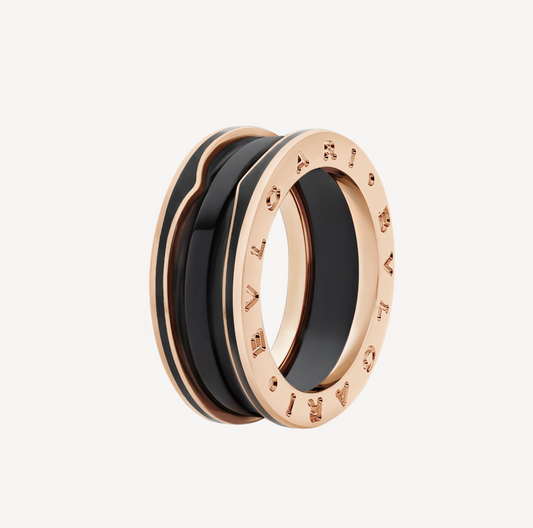 [Royal Top]ZERO 1 TWO-BAND WITH MATTE BLACK CERAMIC PINK GOLD RING