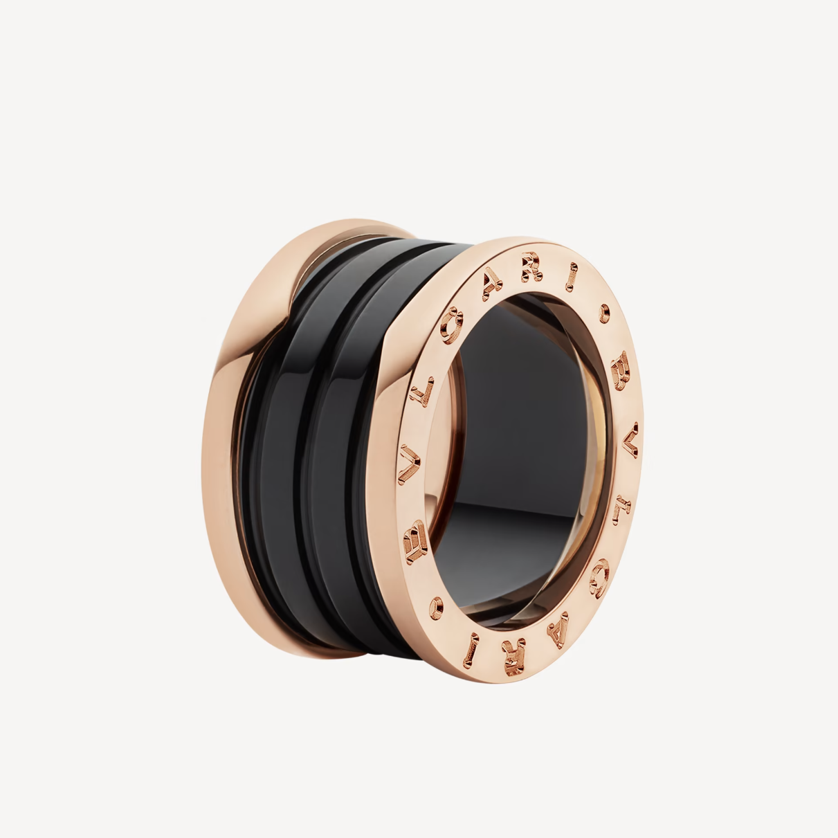 [Royal Top]ZERO 1 FOUR-BAND LOOPS AND BLACK CERAMIC SPIRAL PINK GOLD RING