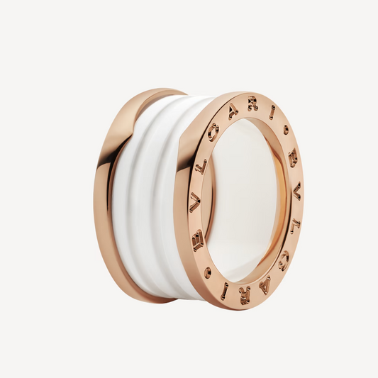 [Royal Top]ZERO 1 FOUR-BAND LOOPS AND WHITE CERAMIC SPIRAL PINK GOLD RING