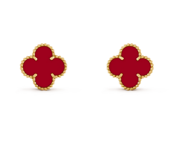 [Royal Top] CLOVER 20MM RED AGATE EARRINGS