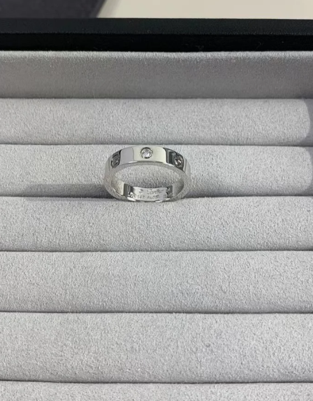 [Royal Top]LOVE RING 4MM 1 DIAMOND SILVER
