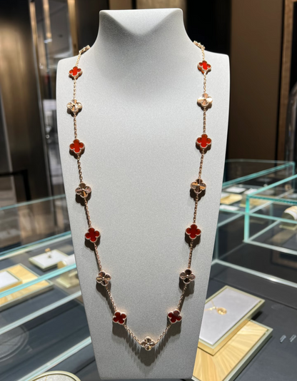 [Royal Top]CLOVER 20 MOTIFS LASER CARNELIAN NECKLACE