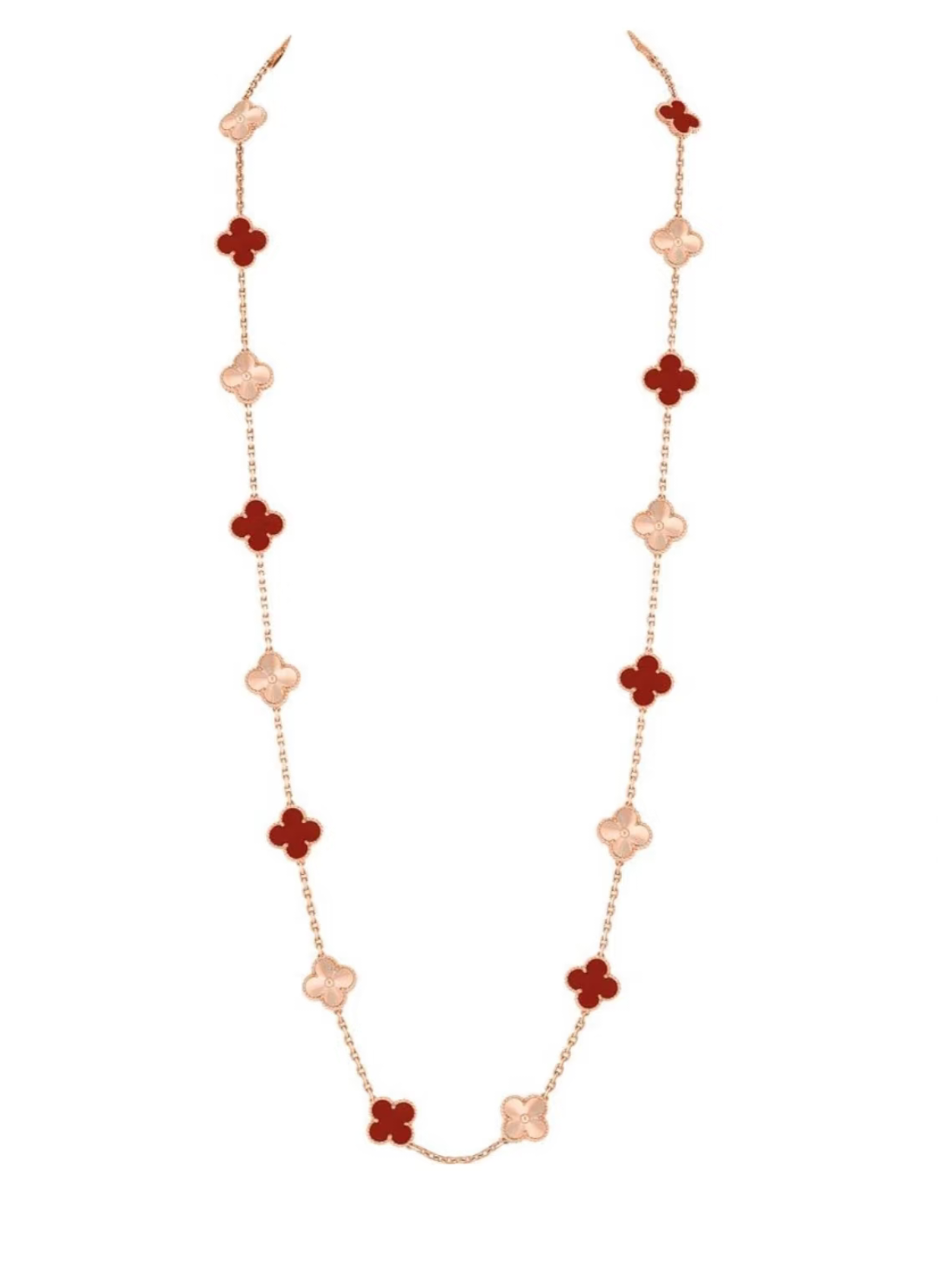 [Royal Top]CLOVER 20 MOTIFS LASER CARNELIAN NECKLACE