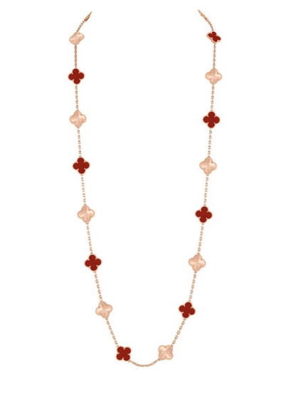 [Royal Top]CLOVER 20 MOTIFS LASER CARNELIAN NECKLACE