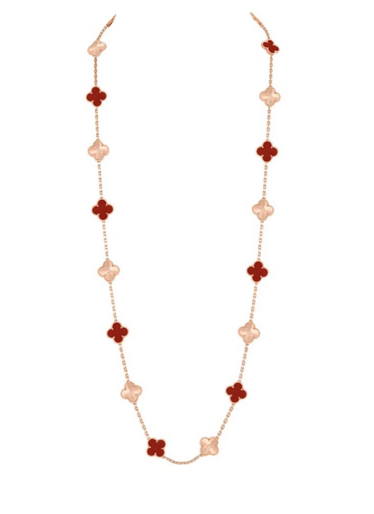 [Royal Top]CLOVER 20 MOTIFS LASER CARNELIAN NECKLACE