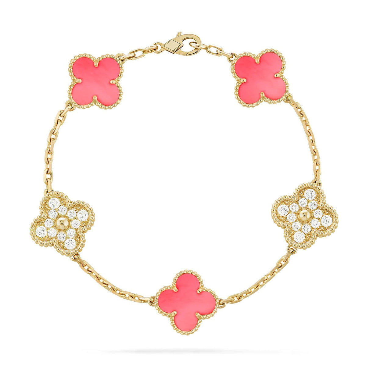 [Royal Top] CLOVER 5 MOTIFS  PINK MOP BRACELET COLLECTION