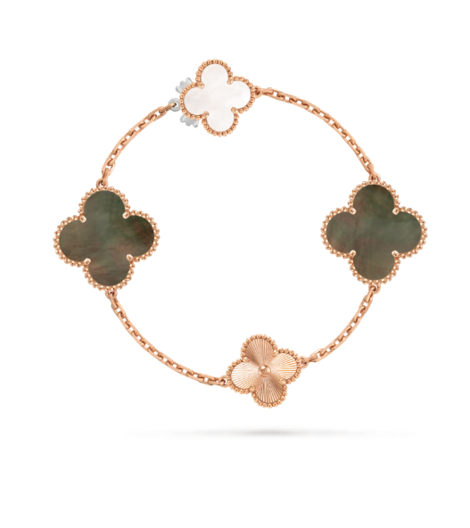[Royal Top]DETACHABLE CLOVER 15(11+4) FLOWER SILVER NECKLACE SET