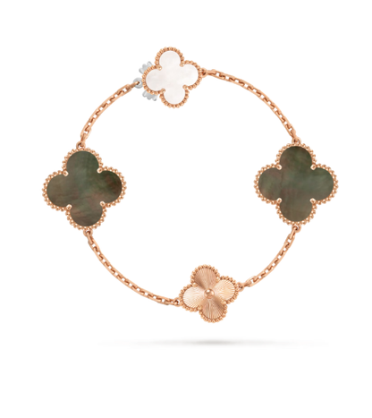 [Royal Top]DETACHABLE CLOVER 15(11+4) FLOWER SILVER NECKLACE SET