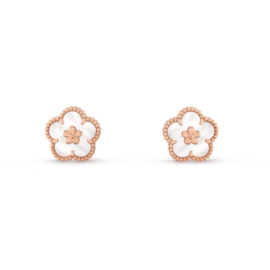 [Royal Top]LUCKY PINK GOLD WHITE MOP EARRINGS