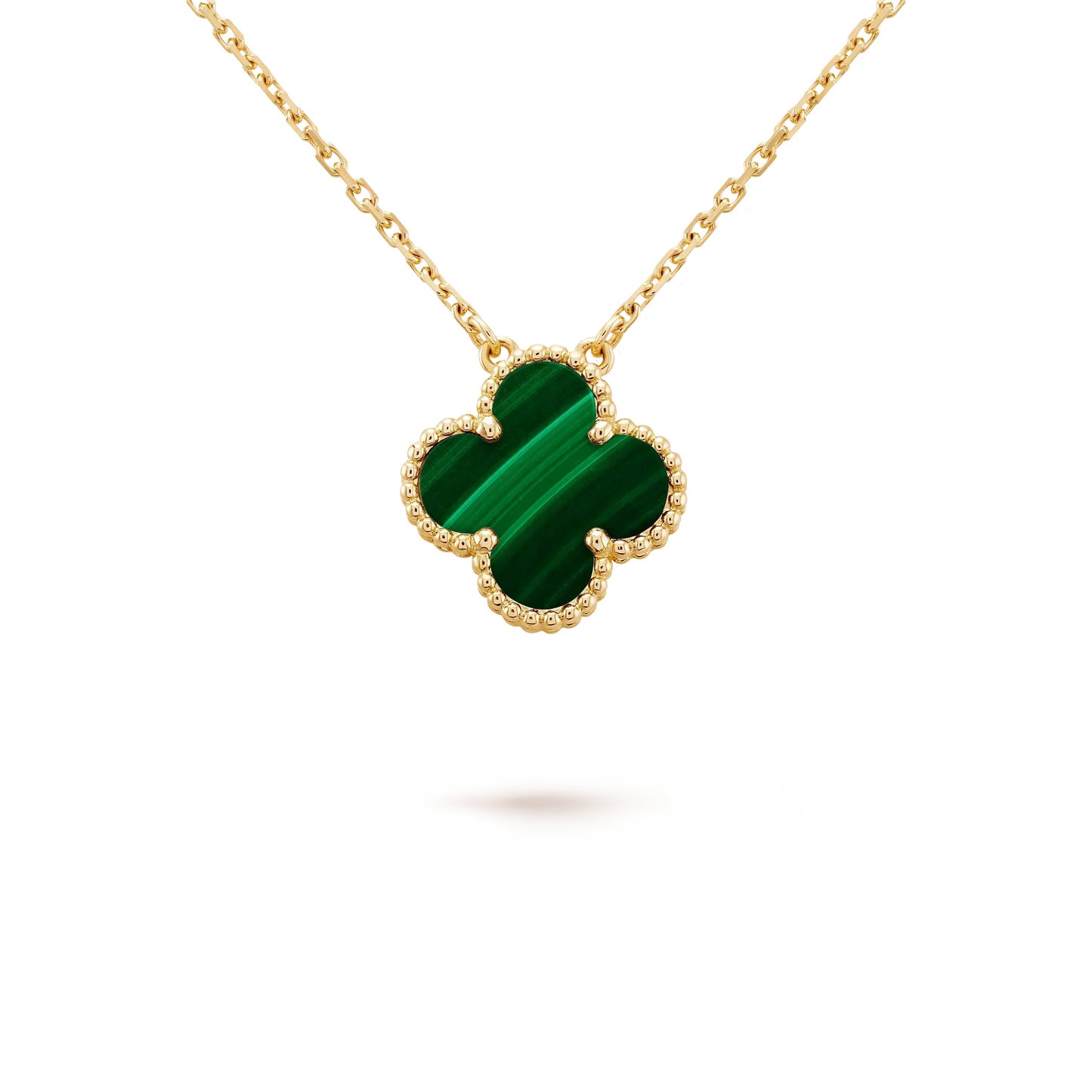 [Royal Top]CLOVER 15MM MALACHITE SINGLE FLOWER  NECKLACE