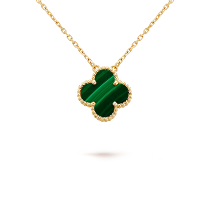 [Royal Top]CLOVER 15MM MALACHITE SINGLE FLOWER  NECKLACE