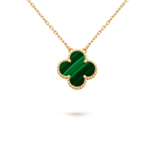 [Royal Top]CLOVER 15MM MALACHITE SINGLE FLOWER  NECKLACE