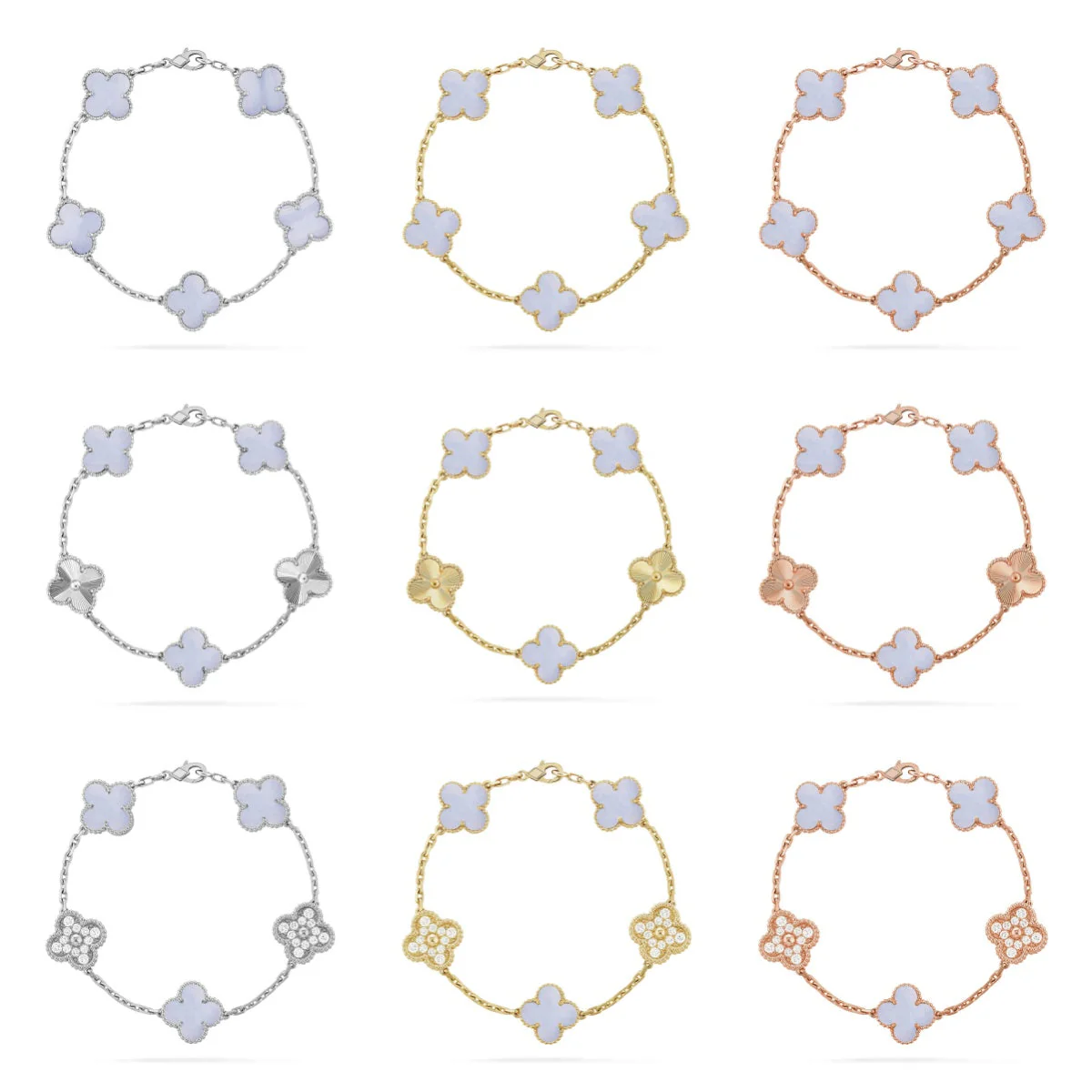 [Royal Top] CLOVER 5 MOTIF PURPLE CHALCEDONY BRACELET COLLECTION
