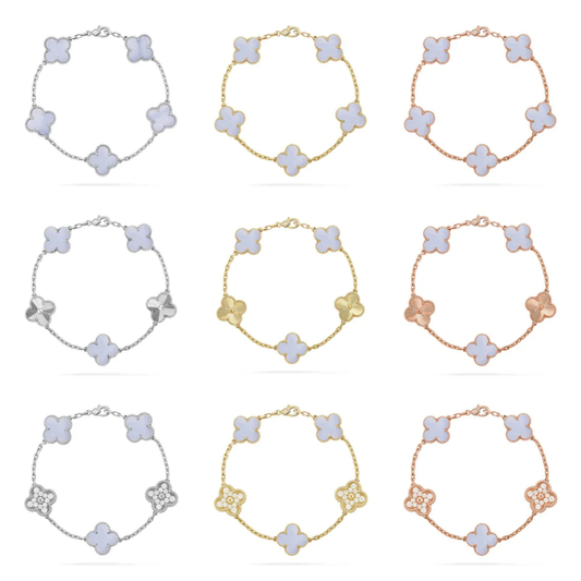 [Royal Top] CLOVER 5 MOTIF PURPLE CHALCEDONY BRACELET COLLECTION