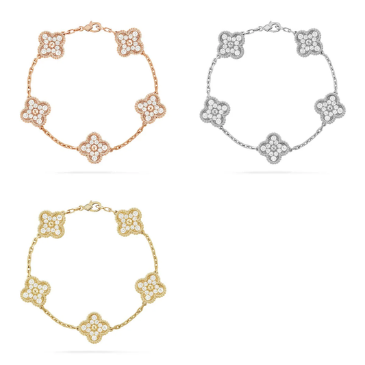 [Royal Top] CLOVER 5 MOTIF FULL DIAMOND BRACELET COLLECTION