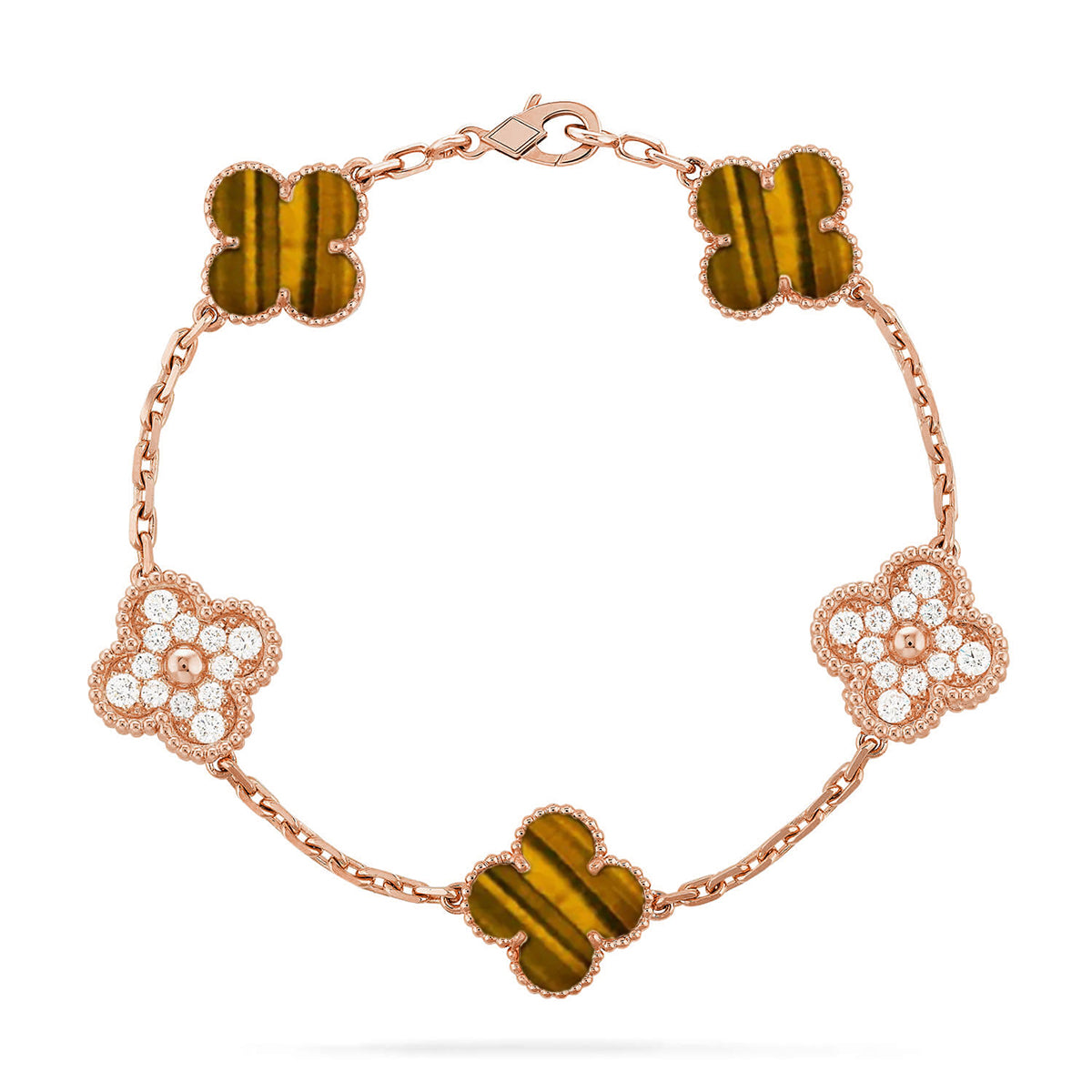[Royal Top] CLOVER 5 MOTIFS TIGER EYE BRACELET COLLECTION