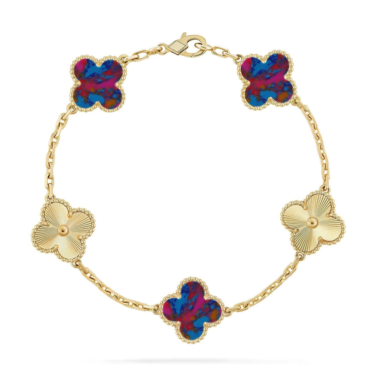 [Royal Top]CLOVER 5 MOTIF COLOR GEMSTONES BRACELET COLLECTION