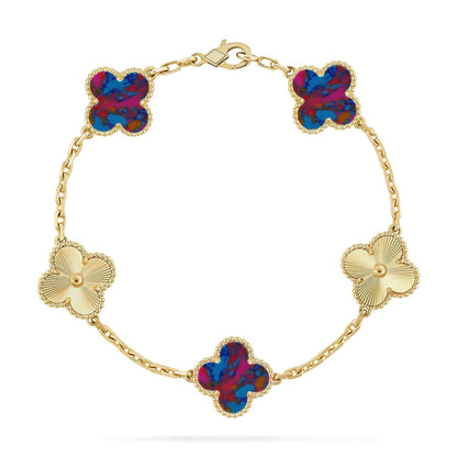 [Royal Top]CLOVER 5 MOTIF COLOR GEMSTONES BRACELET COLLECTION