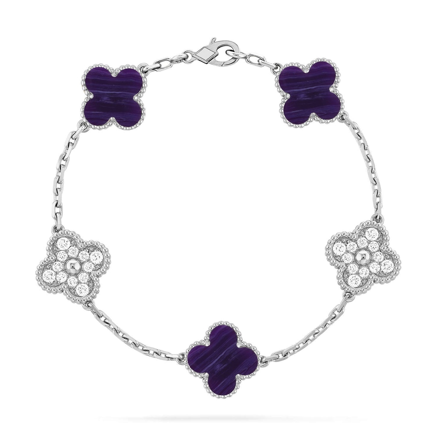 [Royal Top]CLOVER 5 MOTIF PURPLE STRIPES BRACELET COLLECTION