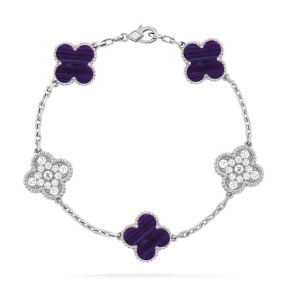 [Royal Top]CLOVER 5 MOTIF PURPLE STRIPES BRACELET COLLECTION
