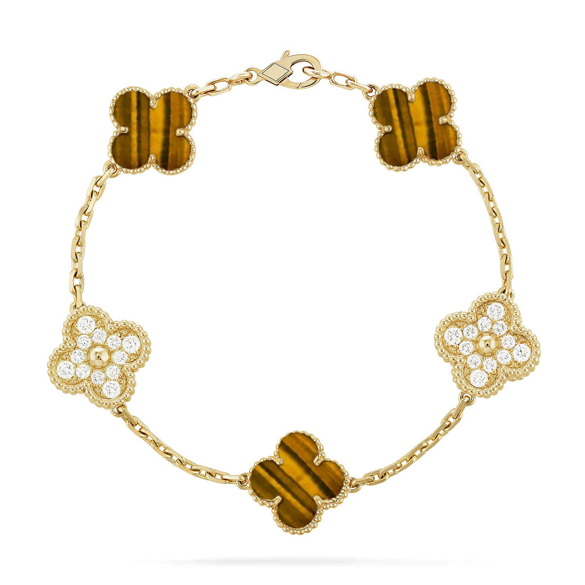 [Royal Top] CLOVER 5 MOTIFS TIGER EYE BRACELET COLLECTION