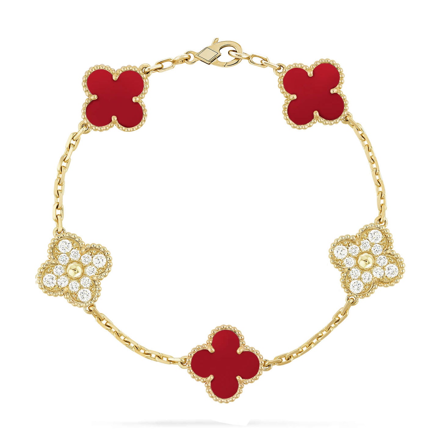 [Royal Top] CLOVER 5 MOTIF RED CORNELIAN BRACELET COLLECTION
