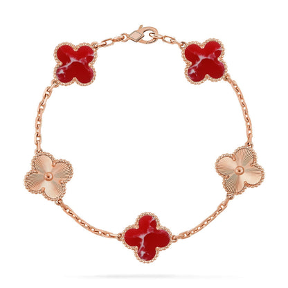 [Royal Top]CLOVER 5 MOTIF RED PATTERN BRACELET COLLECTION