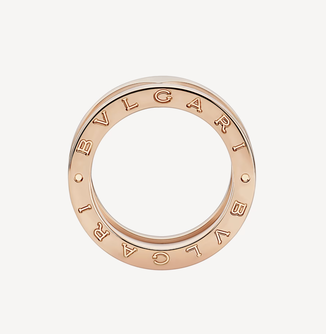 [Royal Top]ZERO 1 TWO-BAND LOOPS AND WHITE CERAMIC SPIRAL PINK GOLD RING