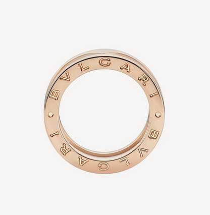 [Royal Top]ZERO 1 TWO-BAND LOOPS AND WHITE CERAMIC SPIRAL PINK GOLD RING