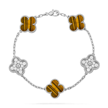 [Royal Top] CLOVER 5 MOTIFS TIGER EYE BRACELET COLLECTION