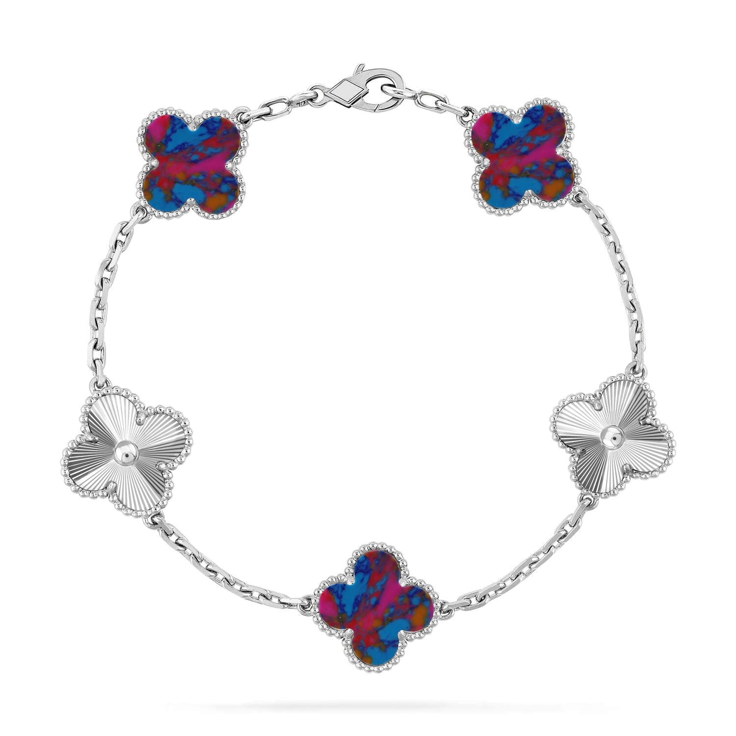 [Royal Top]CLOVER 5 MOTIF COLOR GEMSTONES BRACELET COLLECTION