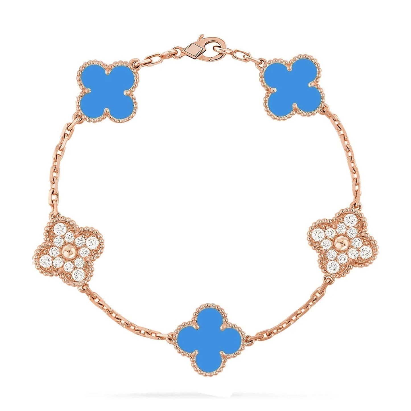 [Royal Top] CLOVER 5 MOTIF BLUE AGATE BRACELET COLLECTION