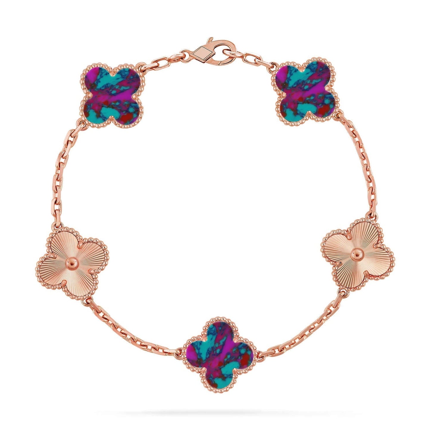 [Royal Top]CLOVER 5 MOTIF COLOR GEMSTONES BRACELET COLLECTION