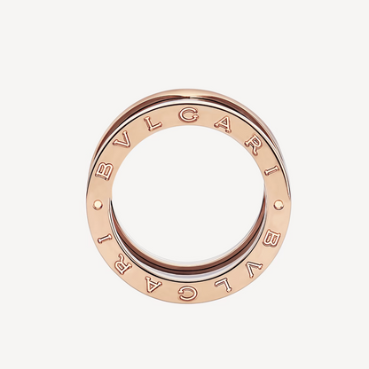 [Royal Top]ZERO 1 FOUR-BAND LOOPS AND BLACK CERAMIC SPIRAL PINK GOLD RING