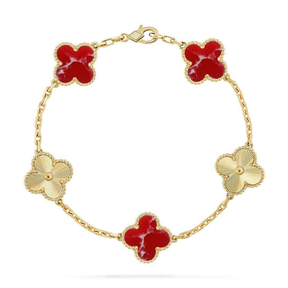 [Royal Top]CLOVER 5 MOTIF RED PATTERN BRACELET COLLECTION