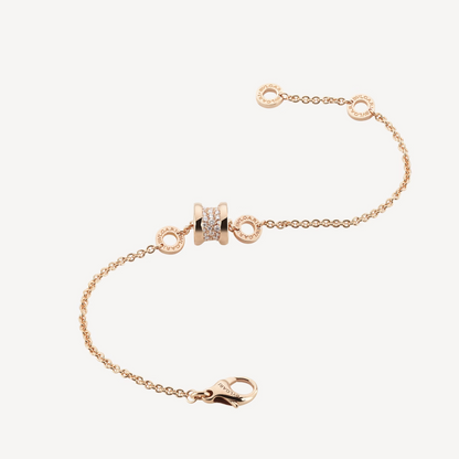 [Royal Top]ZERO 1 SOFT PINK GOLD WITH PAVED DIAMONDS ON THE SPIRAL BRACELET