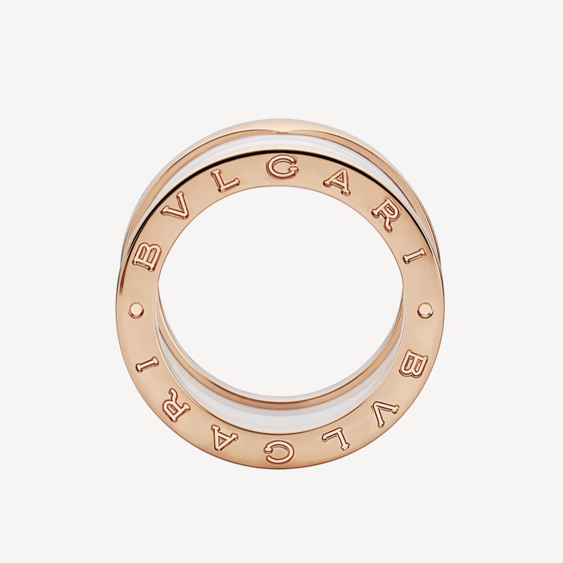 [Royal Top]ZERO 1 FOUR-BAND LOOPS AND WHITE CERAMIC SPIRAL PINK GOLD RING