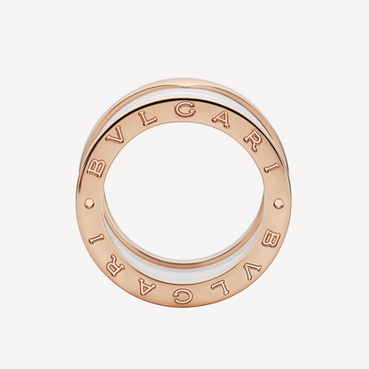 [Royal Top]ZERO 1 FOUR-BAND LOOPS AND WHITE CERAMIC SPIRAL PINK GOLD RING