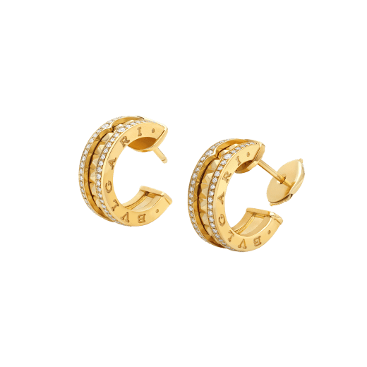 [Royal Top]ZERO 1 ROCK GOLD EARRINGS WITH STUDDED SPIRAL AND PAVED DIAMONDS