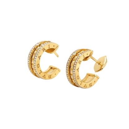 [Royal Top]ZERO 1 ROCK GOLD EARRINGS WITH STUDDED SPIRAL AND PAVED DIAMONDS