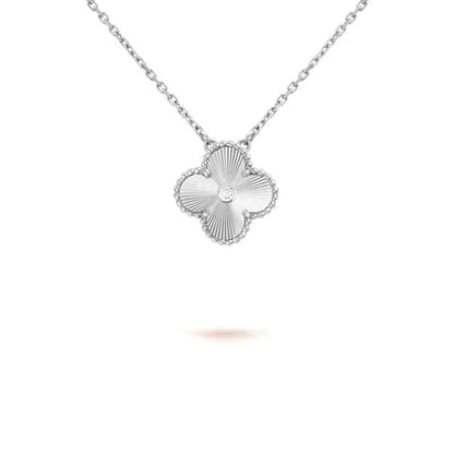 [Royal Top]CLOVER  15MM DIAMOND LASER NECKLACE SILVER