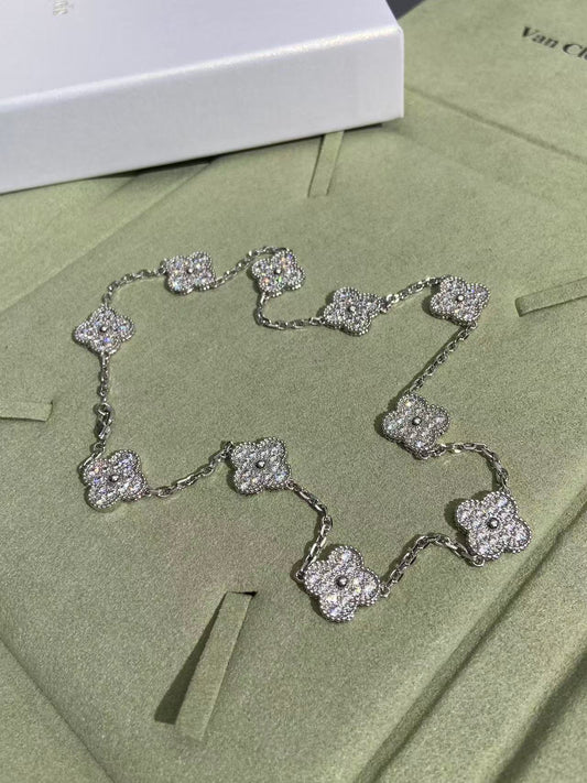 [Royal Top]CLOVER 10 MOTIFS  FULL DIAMOND NECKLACE