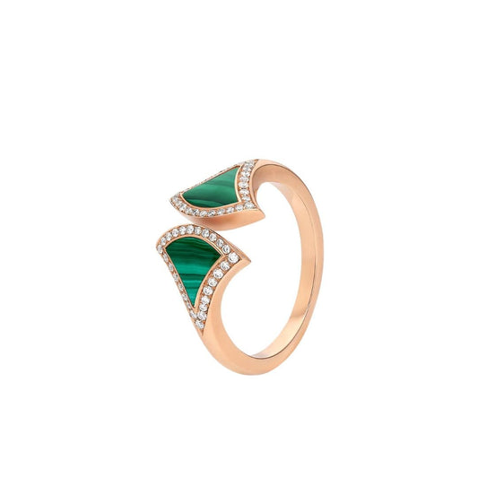 [Royal Top]DREAM MALACHITE DIAMOND OPEN RING