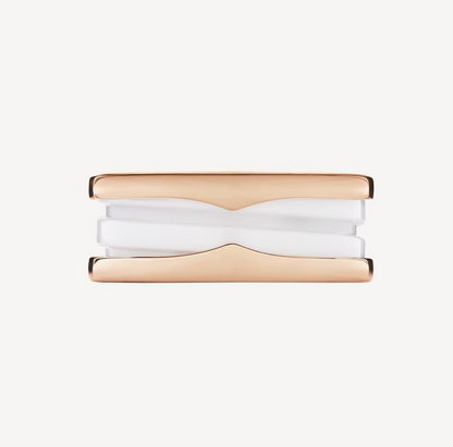[Royal Top]ZERO 1 TWO-BAND LOOPS AND WHITE CERAMIC SPIRAL PINK GOLD RING